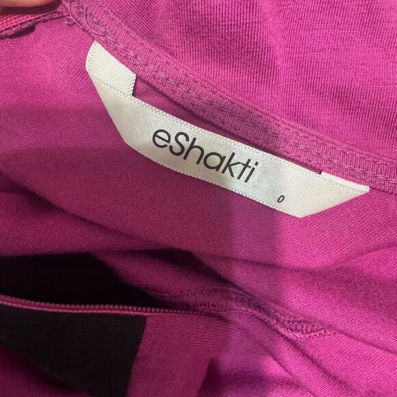 eShakti Fit n Flare Bright Pink Dress Size 0 XS black stripes long sleeve - Picture 6 of 8